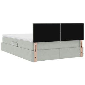 Förvaringssäng med madrass Ljusgrå 140 x 200 cm Sammet