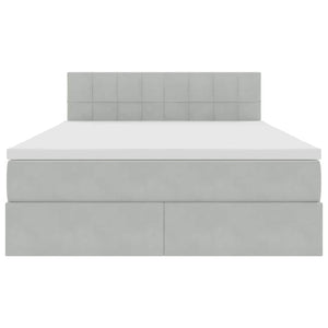 Förvaringssäng med madrass Ljusgrå 140 x 200 cm Sammet