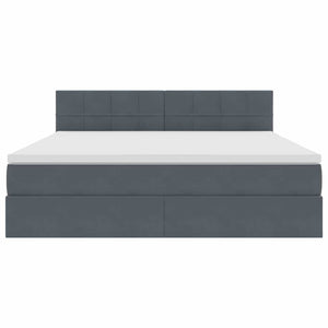 Förvaringssäng med madrass Mörkgrå 160 x 200 cm Sammet
