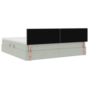 Förvaringssäng med madrass Ljusgrå 200 x 200 cm Sammet