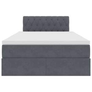 Förvaringssäng med madrass Mörkgrå 120 x 190 cm Sammet