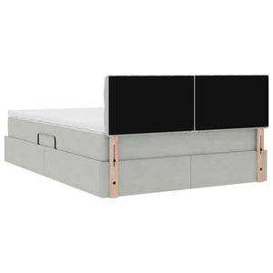 Förvaringssäng med madrass Ljusgrå 140 x 200 cm Sammet