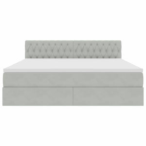 Förvaringssäng med madrass Ljusgrå 180 x 200 cm Sammet
