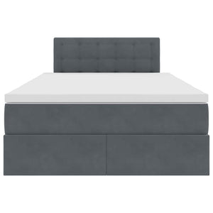 Förvaringssäng med madrass Mörkgrå 120 x 200 cm Sammet