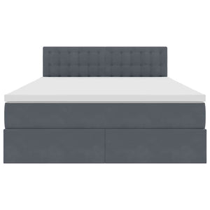 Förvaringssäng med madrass Mörkgrå 140 x 190 cm Sammet
