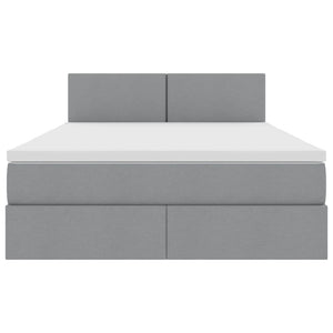 Förvaringssäng med LED Ljusgrå 140 x 190 cm Polyester