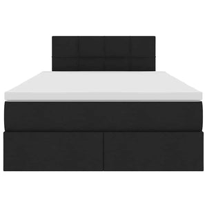 Förvaringssäng med LED med madrass Svart 120 x 200 cm Polyester