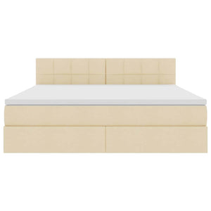 Förvaringssäng med LED med madrass Kräm 160 x 200 cm Polyester