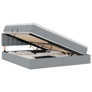 Förvaringssäng med LED Ljusgrå 160 x 200 cm Polyester
