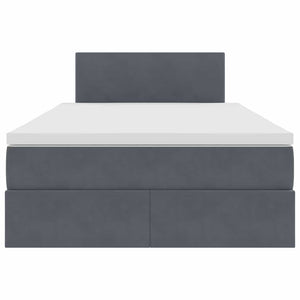 Förvaringssäng med LED med madrass Mörkgrå 120 x 200 cm Sammet