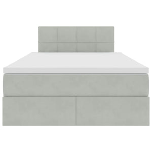 Förvaringssäng med LED med madrass Ljusgrå 120 x 200 cm Sammet