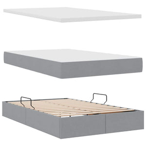 Förvaringssäng med madrass Ljusgrå 120 x 190 cm Polyester