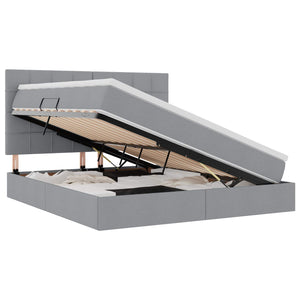 Förvaringssäng med madrass Ljusgrå 180 x 200 cm Polyester
