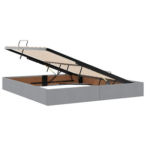 Förvaringssäng med madrass Ljusgrå 180 x 200 cm Polyester