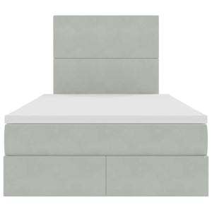 Förvaringssäng med madrass Ljusgrå 120 x 200 cm Sammet