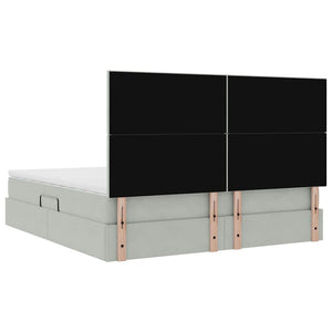 Förvaringssäng med madrass Ljusgrå 180 x 200 cm Sammet