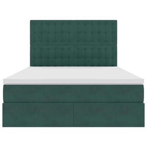 Förvaringssäng med madrass Mörkgrön 140 x 200 cm Sammet