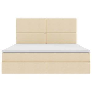 Förvaringssäng med LED med madrass Kräm 180 x 200 cm Polyester