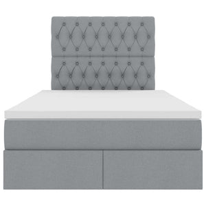 Förvaringssäng med LED Ljusgrå 120 x 190 cm Polyester