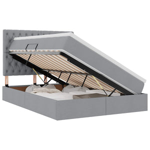 Förvaringssäng med LED Ljusgrå 140 x 190 cm Polyester
