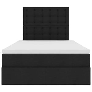 Förvaringssäng med LED med madrass Svart 120 x 200 cm Polyester