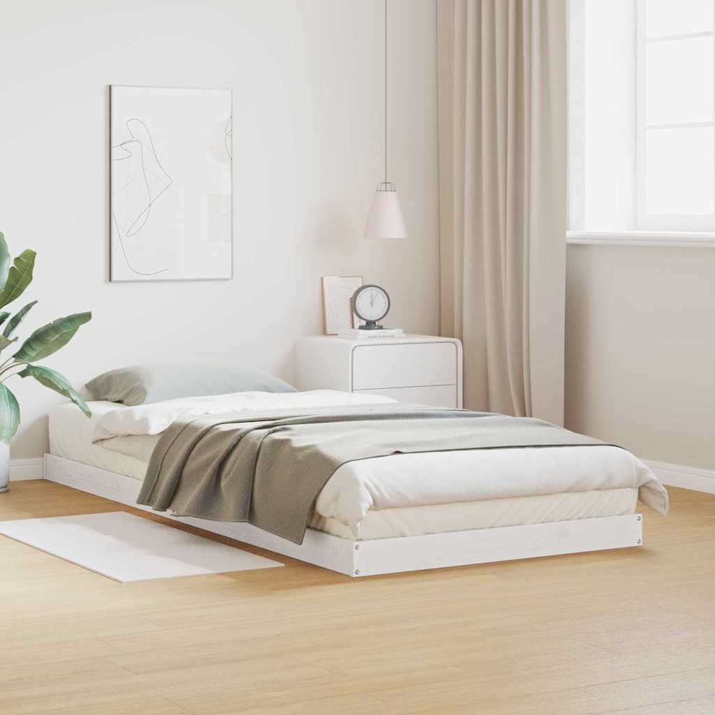 Golvsängsram Vit 90 x 210 cm Massiv furu