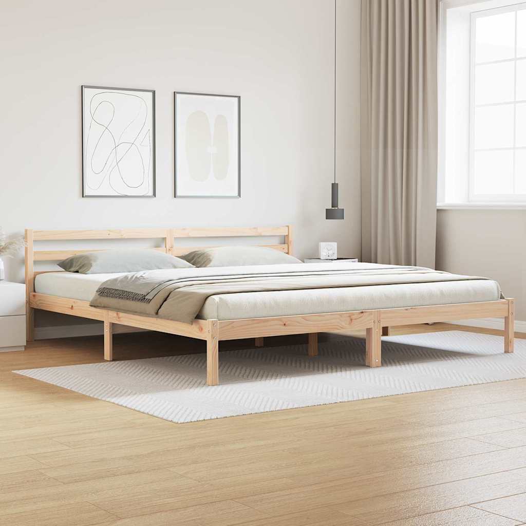 Sängram med huvudgavel Brun 225,5 x 205,5 x 69,5 cm Massiv furu