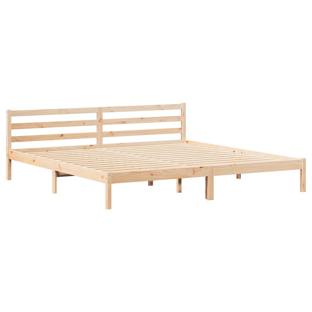 Sängram med huvudgavel Brun 225,5 x 205,5 x 69,5 cm Massiv furu