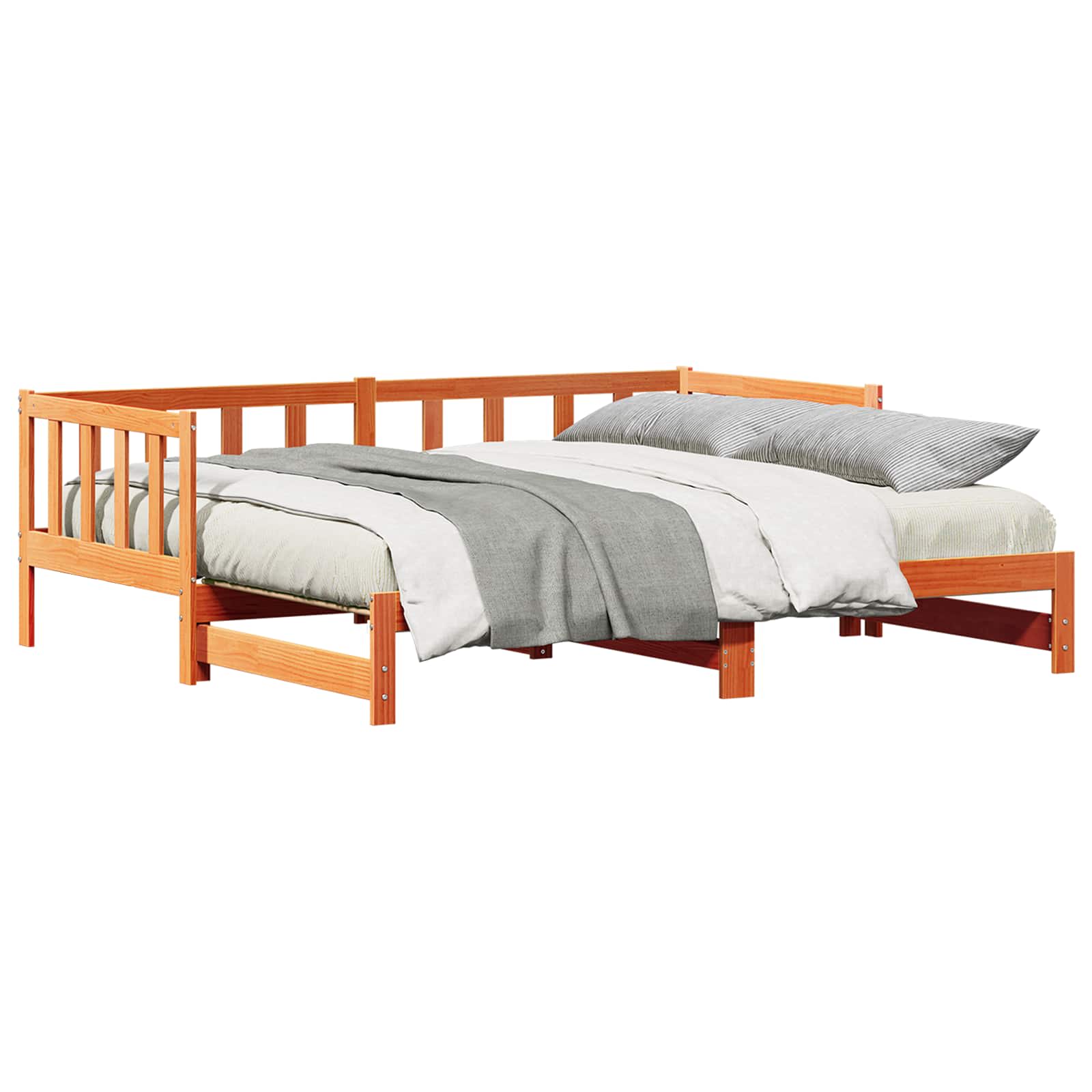 Utdragbar Dagbädd Vaxbrun 193.5 x 184 x 66 cm Massiv furu