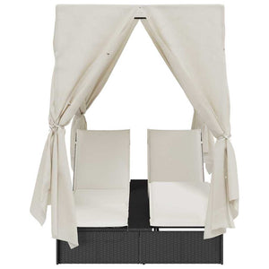 Dubbel Solstol med Tak Svart 205 x 129 x 200 cm PE rotting