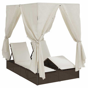 Dubbel Solstol med Tak Brun 205 x 129 x 200 cm PE rotting