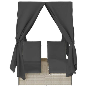 Dubbel Solstol med Tak Ljusgrå 205 x 129 x 200 cm PE rotting