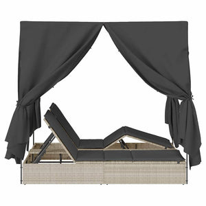 Dubbel Solstol med Tak Ljusgrå 205 x 129 x 200 cm PE rotting