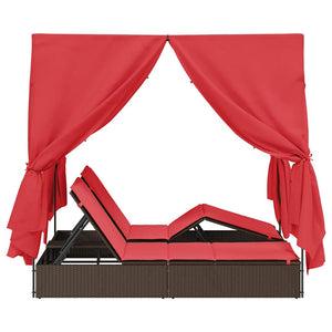 Dubbel Solstol med Tak Brun 205 x 129 x 200 cm PE rotting