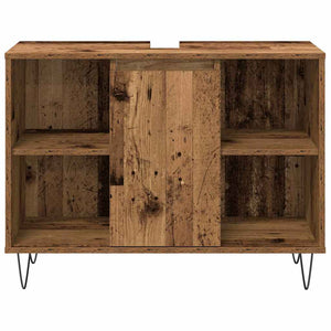 Badrumsmöbelset med hylla 3 pcs Gammalt trä Konstruerat trä