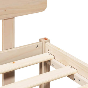 Sängram med huvudgavel Naturfärg 200 x 200 cm Massiv furu