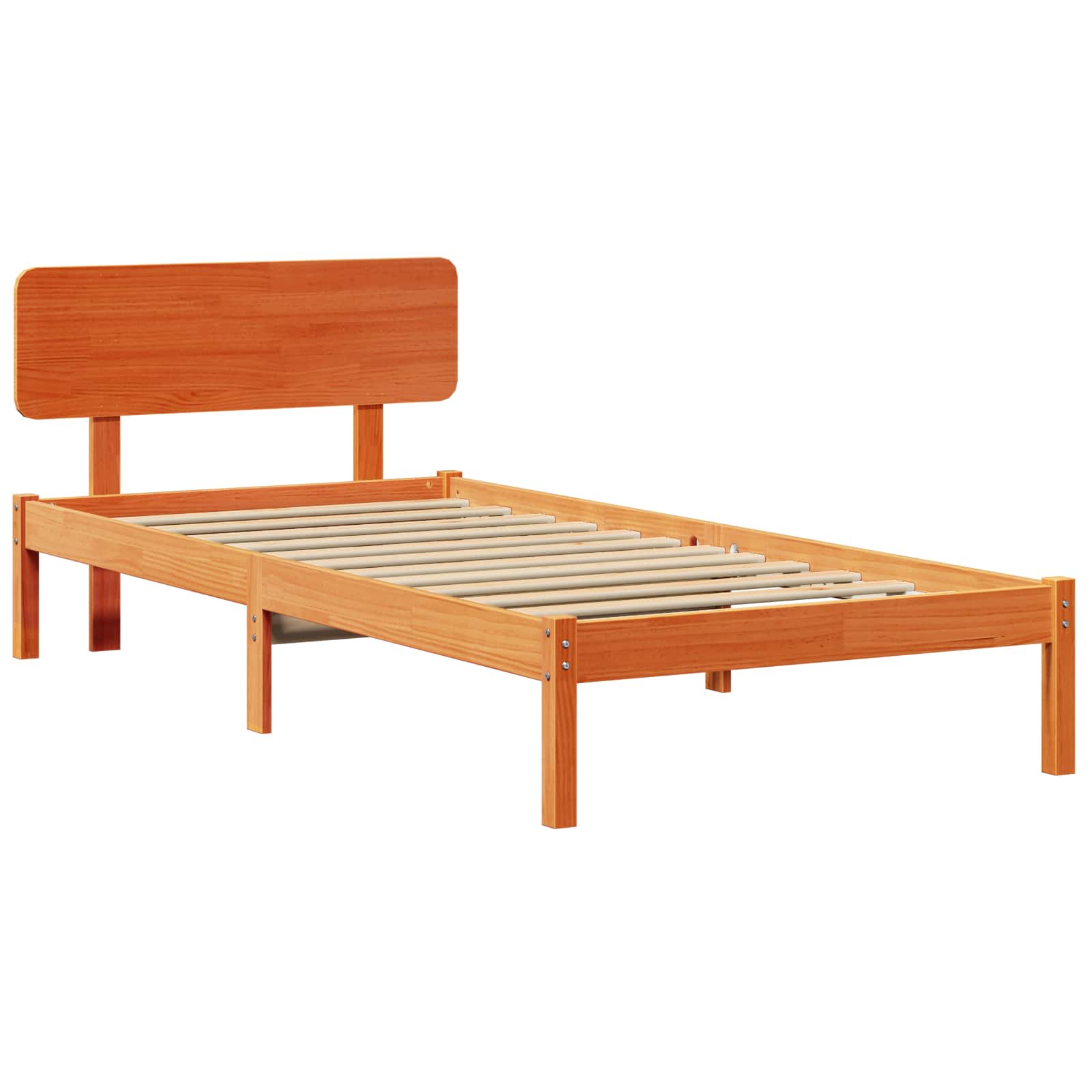 Sängram med huvudgavel Vaxbrun 90 x 200 cm Massiv furu