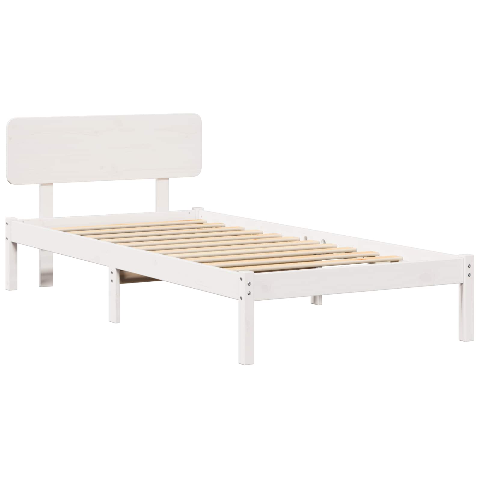 Sängram med huvudgavel Vit 90 x 190 cm Massiv furu