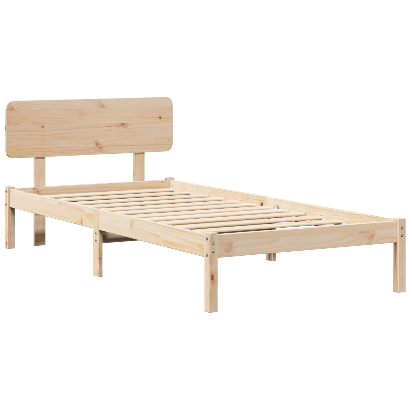 Sängram med huvudgavel Naturfärg 75 x 190 cm Massiv furu