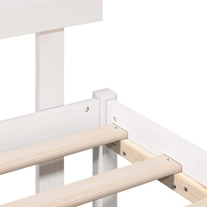 Sängram med huvudgavel Vit 150 x 200 cm Massivt tallträ