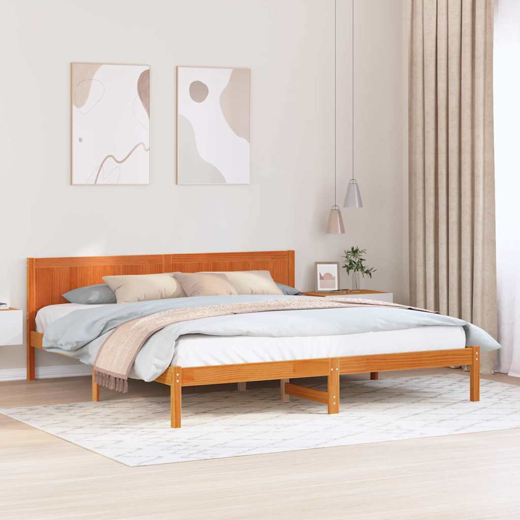 Sängram Brun 200 x 200 cm Massivt tallträ