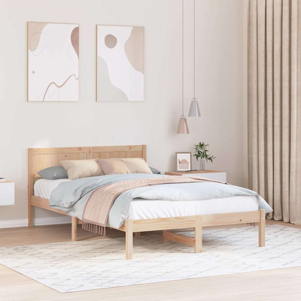 Sängram Brun 140 x 190 cm Massivt tallträ