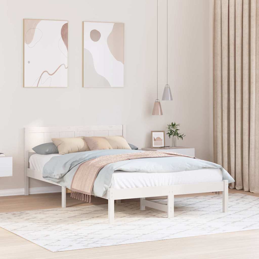 Sängram Vit 120 x 190 cm Massivt tallträ