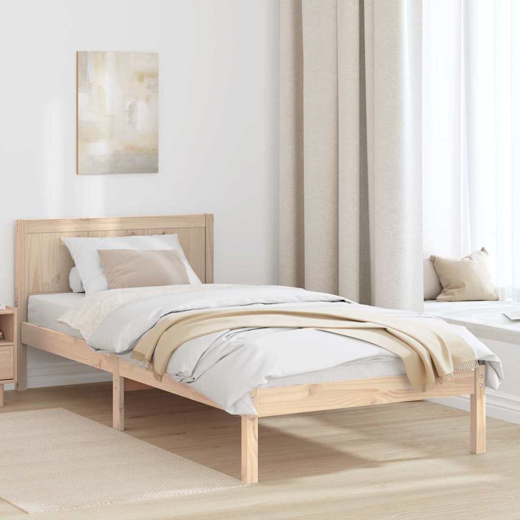 Sängram Brun 75 x 190 cm Massivt tallträ