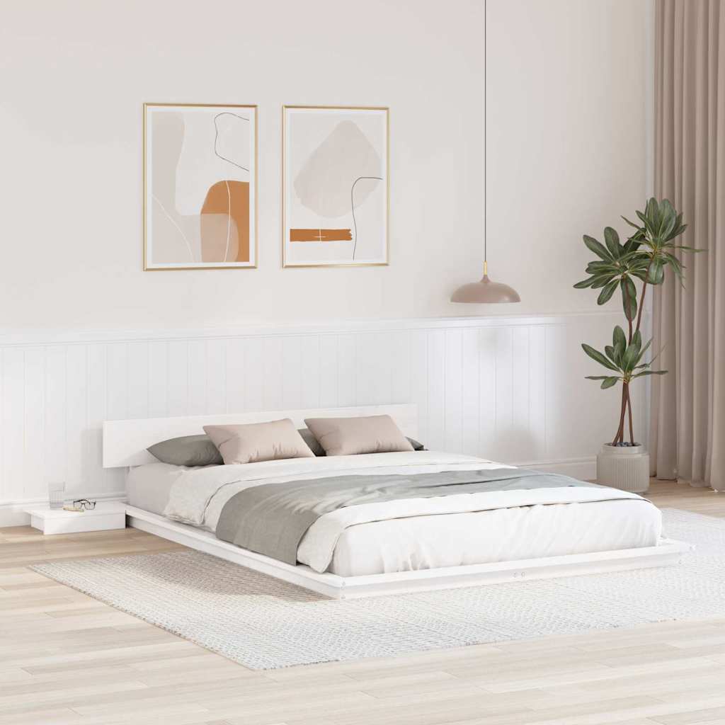 Sängram Vit 150 x 200 cm trä