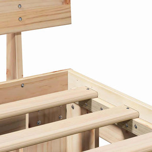 Sängram med huvudgavel Naturfärg 90 x 190 cm Massiv furu