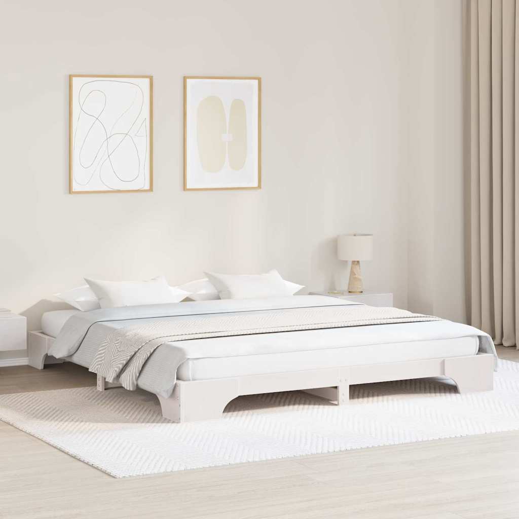 Sängram Vit 180 x 200 cm Massiv furu
