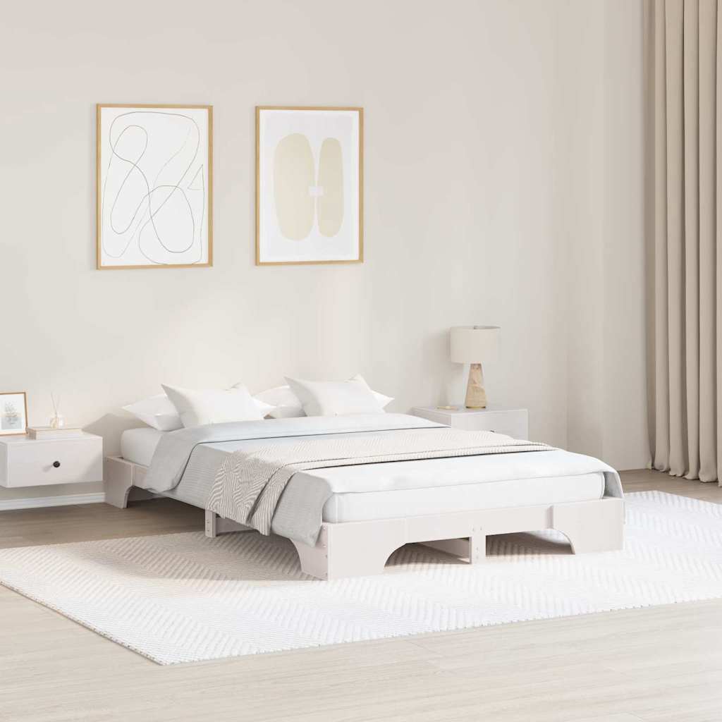 Sängram Vit 120 x 190 cm Massiv furu