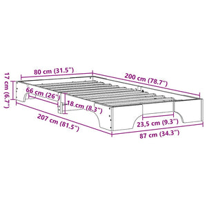 Sängram Vaxbrun 80 x 200 cm Massiv furu