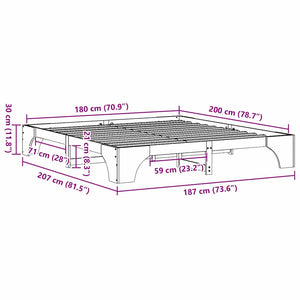 Sängram Vit 180 x 200 cm Massiv furu